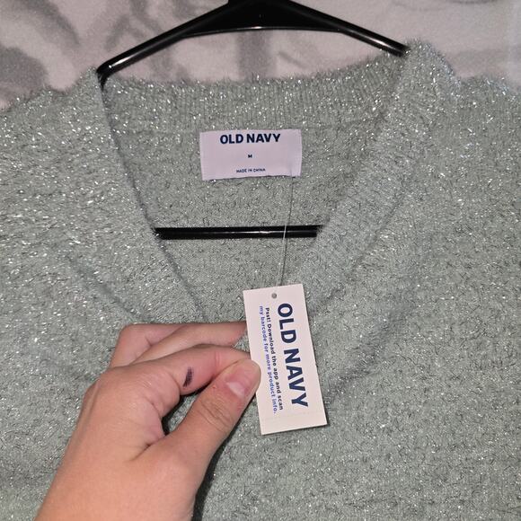 Old Navy Sparkly Mint Green Pullover Sweater Women's Size M - Picture 4 of 10